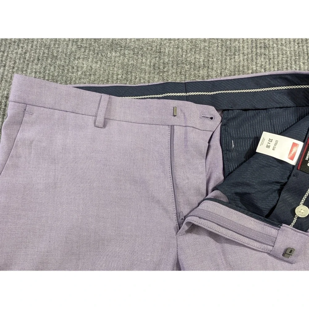 Express Performance Dress Pants Mens 33x30 Purple Extra Stretch Slim Flat Front